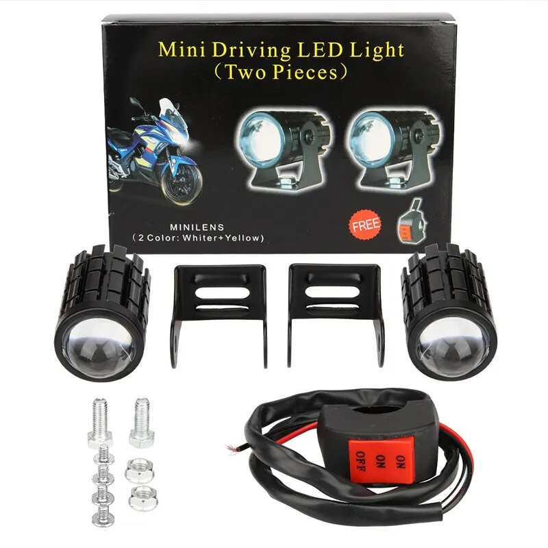 Motorfiets Mini Rijden Licht Dual Colo voor Koplamp Extra Spotlight Lamp R ATV Scooter Moto Mistlamp Accessoires 9-36V: Default Title