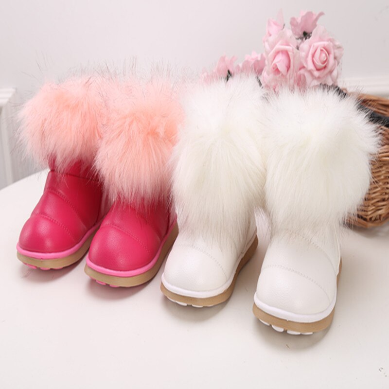 Bottes de neige pour enfants, chaussures princesse d'hiver, chaudes pour filles, à bout rond, antidérapantes, jolies,