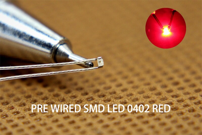 20Pcs Smd 0402 Led Licht Pre-Gesoldeerd Ptfe Wire Leads Rood Geel Groen Blauw Oranje Wit T0402: Red