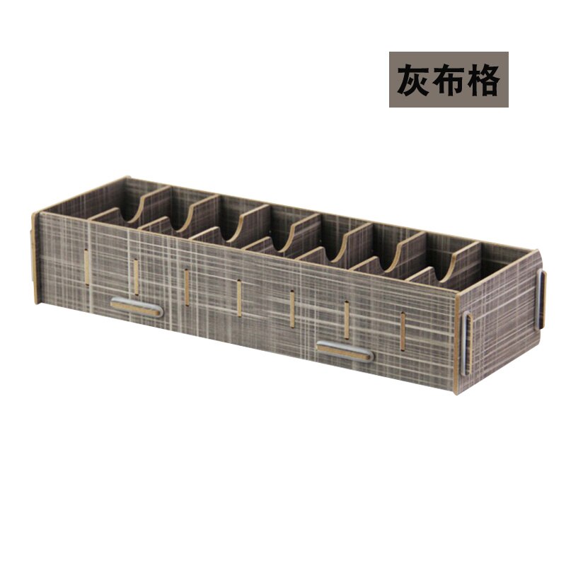 name card holder for Office Desk Card Sorting Rack Wooden Business Card Box Large Capacity Sorting Folder Storage Base: grey brown