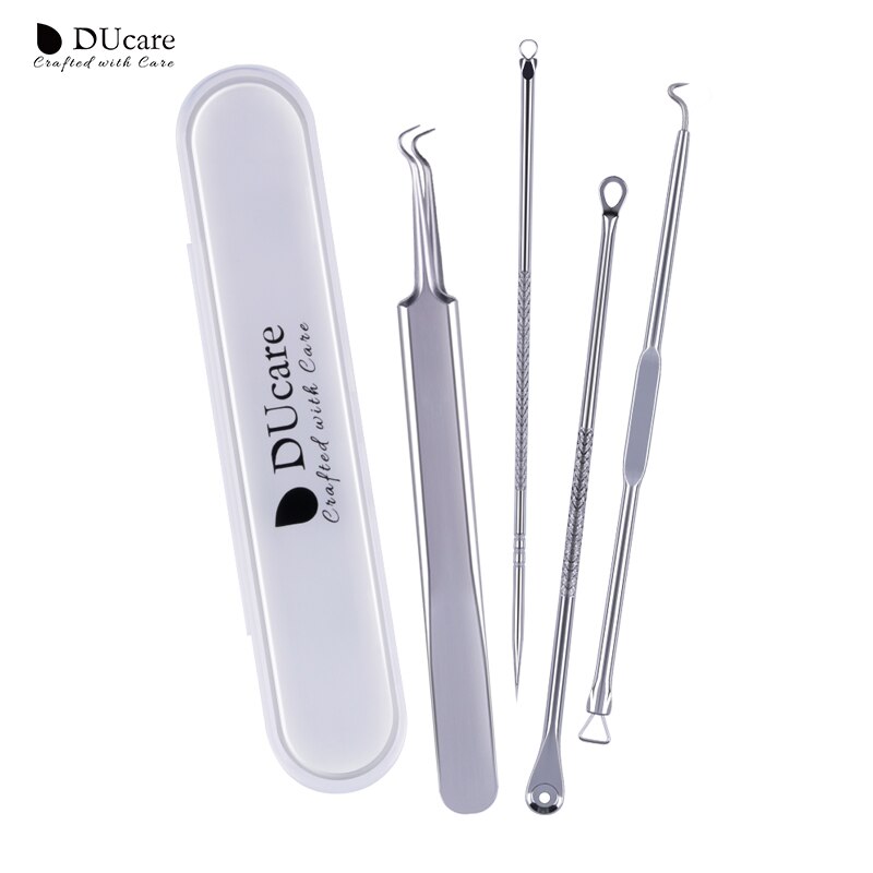 DUcare 4 PIÈCES Acné Comédons Enlèvement Aiguilles En Acier Inoxydable Pimple Extracteur Comédon Décapant Peau Soin Propre Outils Kit