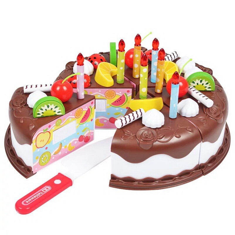 Cucina Giocattolo Torta Cibo Fai Da Te Giochi Di Imitazione di Frutta di Taglio del Giocattolo Di Compleanno Ragazze Dei Ragazzi del regalo per I Bambini Capretti Del bambino Educativi di plastica: 36pezzi
