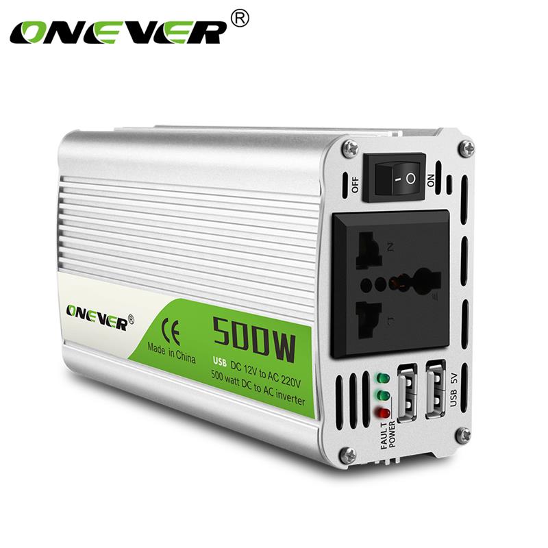Onever 500W Omvormer 12 V 220 V Transformator DC Naar AC 12 V Naar 220 V Power Converter met Dual USB Car Charger Adapter