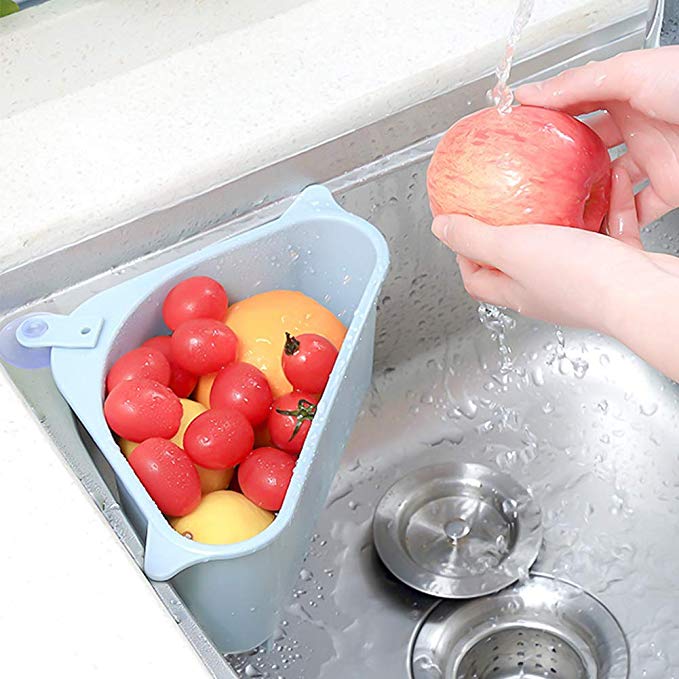 Colador triangular para fregadero con ventosa, escurridor para verduras y frutas, cesta, filtro para fregadero, herramientas de cocina