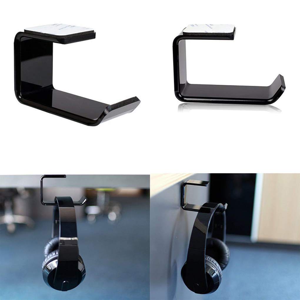1 pièces/2 pièces autocollant acrylique casque support cintre sous bureau mural casque support crochet écouteur collant présentoir