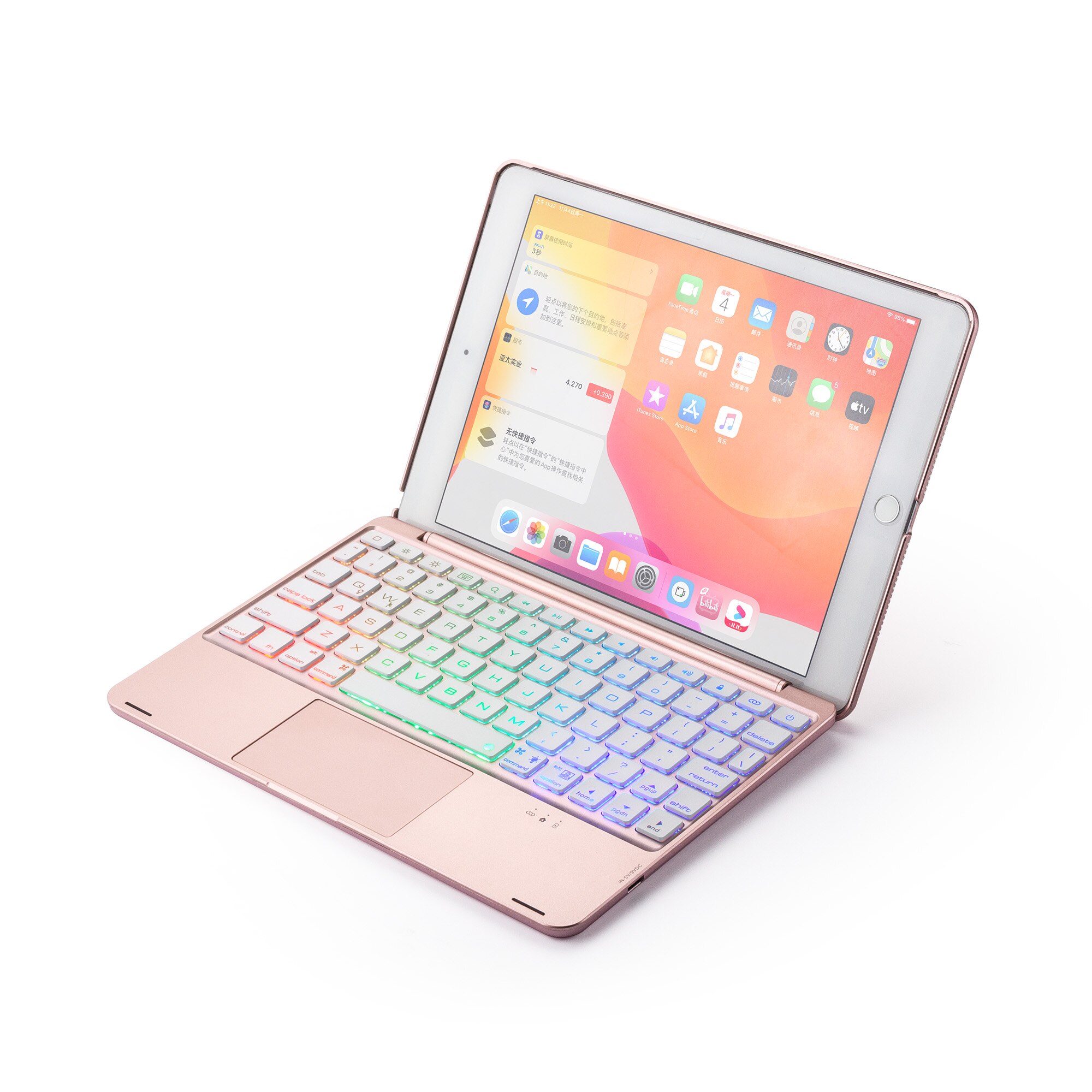 Drahtlose Bluetooth Tastatur Abdeckung für ipad Air3 pro 10,5 zoll neue ipad 10,5 Ultra dünne licht-emittierende tastatur mit touch maus: Rose Gold