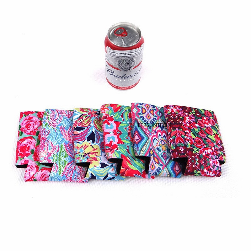 6 stuks 330ml 12oz Thema Geïsoleerde Neopreen Bier & Soda Mouw Covers Kan Koelers Mouwen Perfect Voor BBQ bruiloften Partijen
