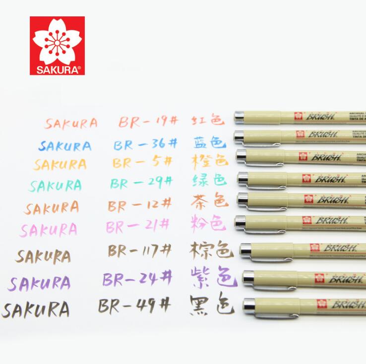 SAKURA PIGMA Brush Pens Colorful Japan 9 Colors – Grandado