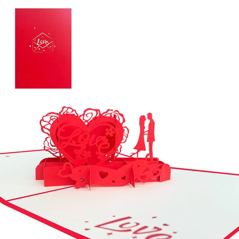 XXFA Love Heart Pop Up Valentines Day Card 3D Popup Greeting Cards for Wedding Anniversary All Occasion Wife Husband Handmade: Red