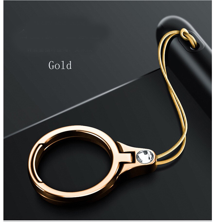 Zinc Alloy Ring Stent Lanyard For Keys Keychain Universal Phone Strap Charm Hanging Rope For iPhone Ring Holder Rose Gold: Gold