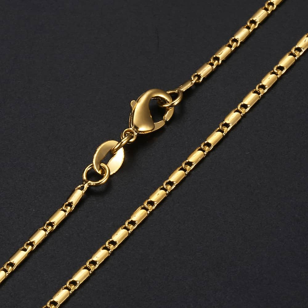 2mm Flat Stick Marina Link Chain Yellow Gold Filled Necklace for Womens Men Trendy Jewelry 17.83inch GN470