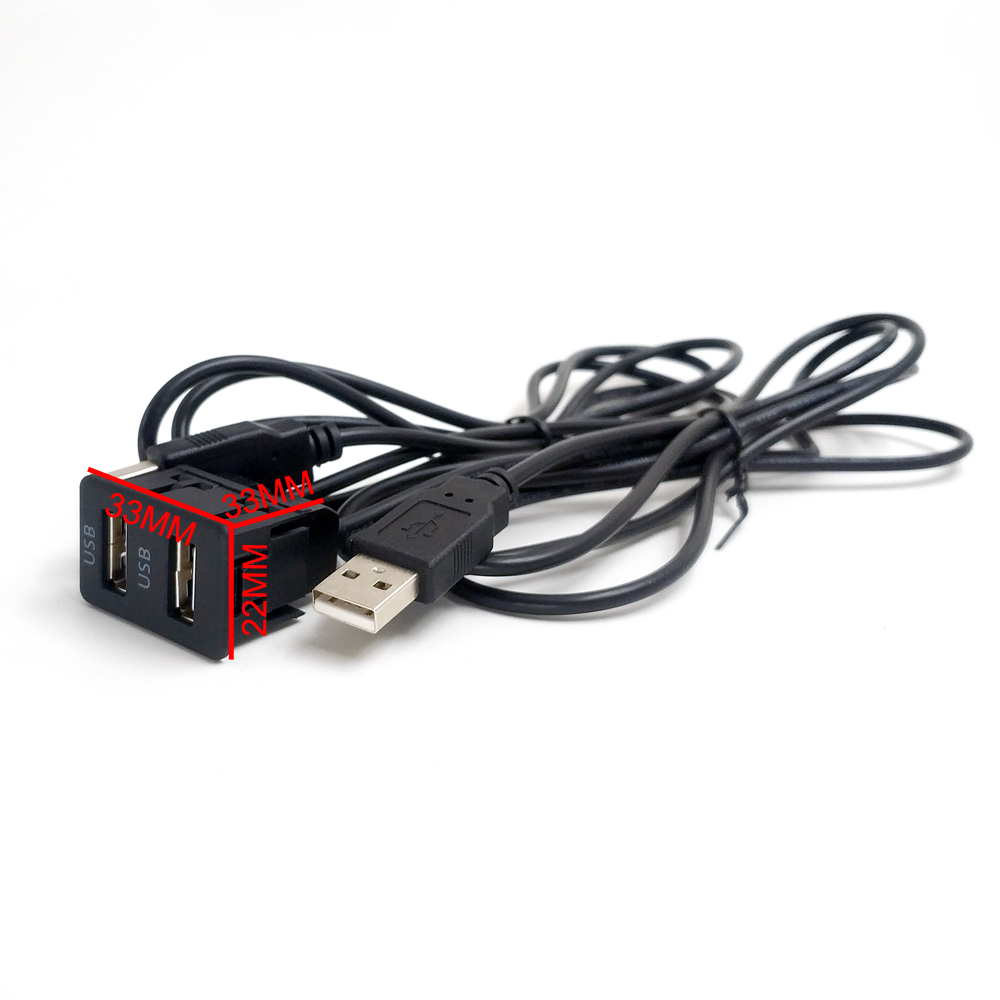 Biurlink-Cable de extensión de Panel de interfaz USB Dual para coche, CD Universal de 100CM para Volkswagen, Toyota, BMW, Peugeot, Mazda, Suzuki, Honda