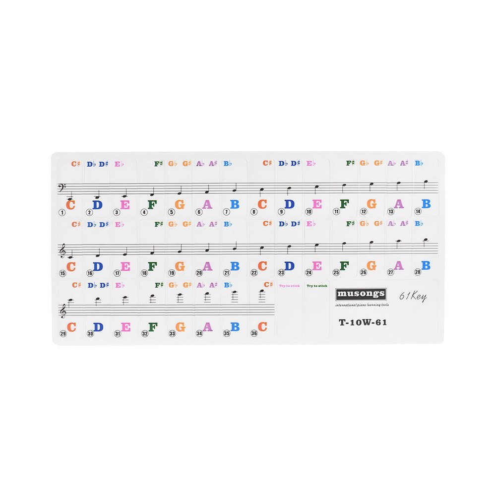 Transparent Removable Piano Keyboard Stickers for 61-key Keyboards for Kids Beginners Piano Practice