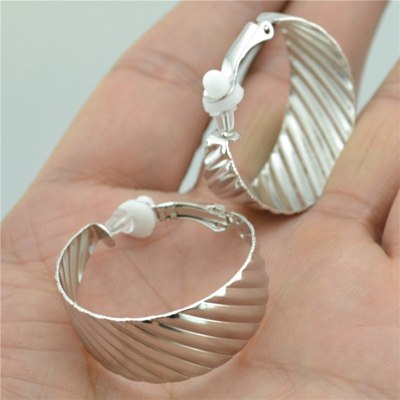 Grampo em Brincos da orelha para as mulheres Sem piercing anéis de orelha Exagerada Grande círculo de Ouro 2020 Moda jóias brincos Senhoras: 3cm silver clip