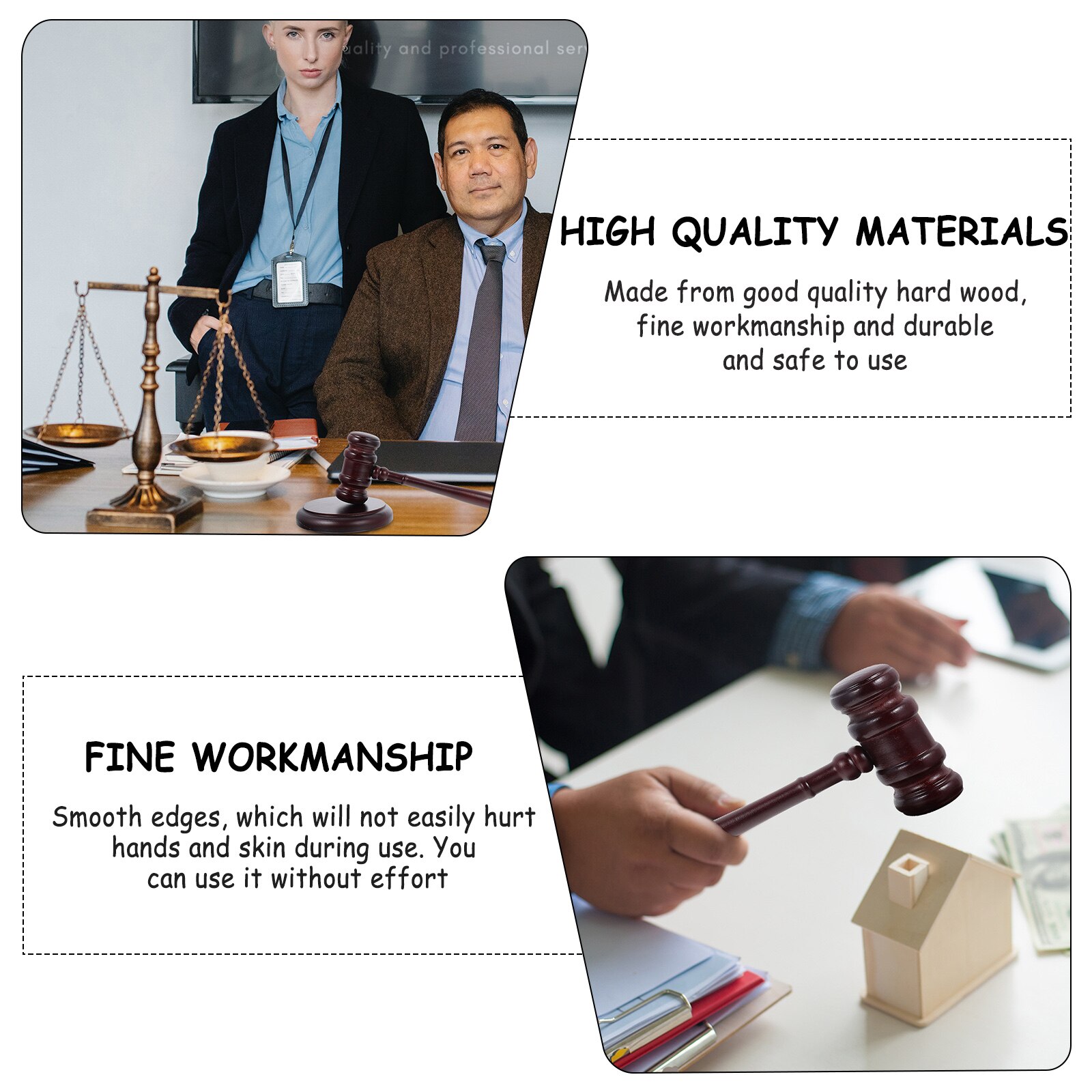 1 Set Crisp Sound Wooden Auction Hammer Judge Gavel with Base