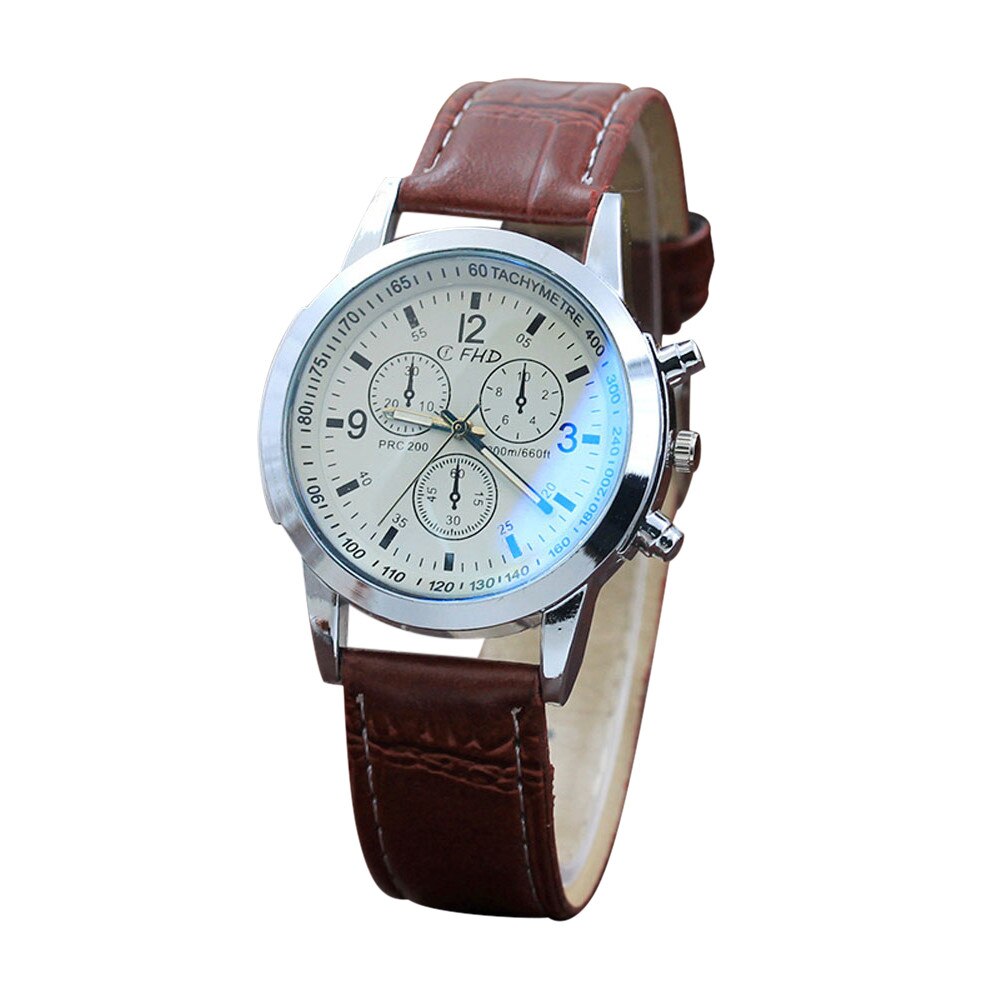 bleu Ray verre montre neutre Quartz simule montre-bracelet Reloj de hombre: A