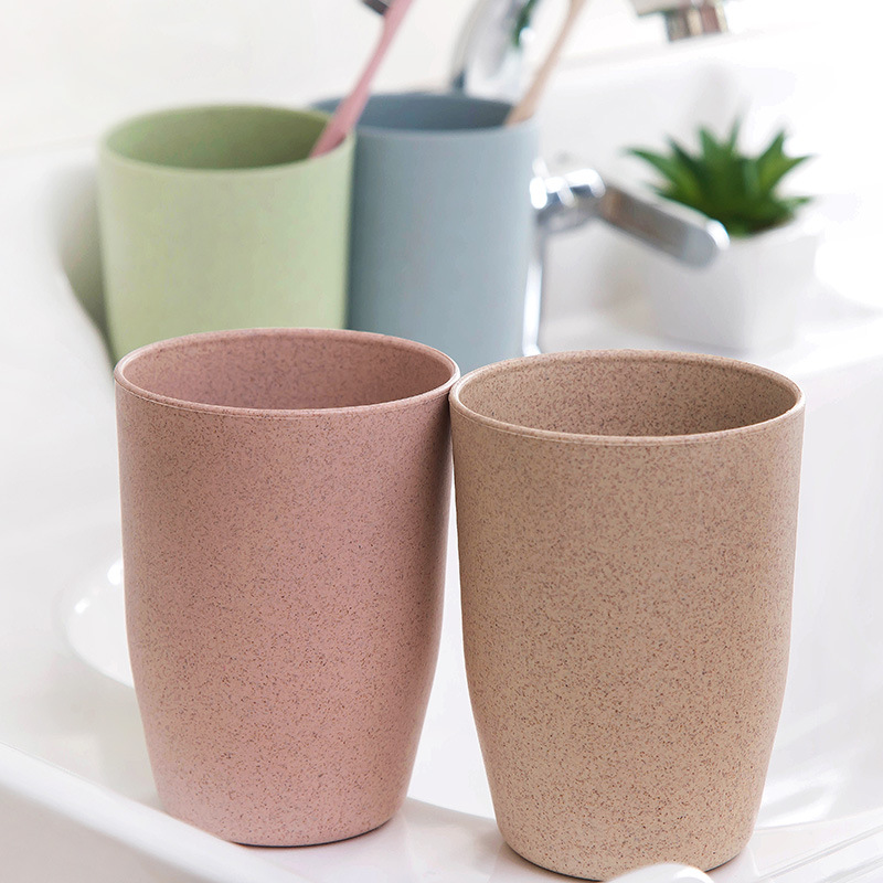 Taza de té de paja de trigo de plástico, taza de plástico ecológica para café, té, leche, bebida, taza de cepillo de dientes para baño y cocina