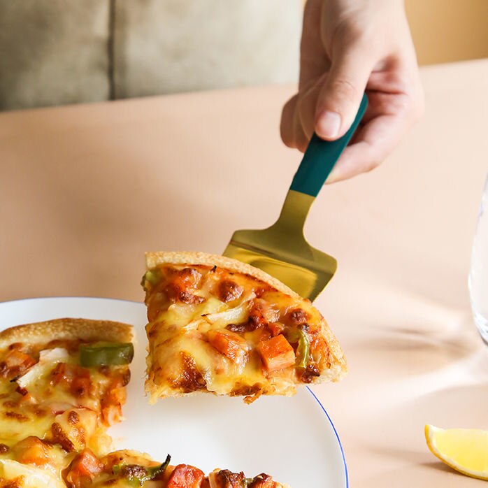 Pala de Pizza de acero inoxidable para pastel, mantequilla, queso, helado, cortador de postres, pala para pastel, ayudante de comida