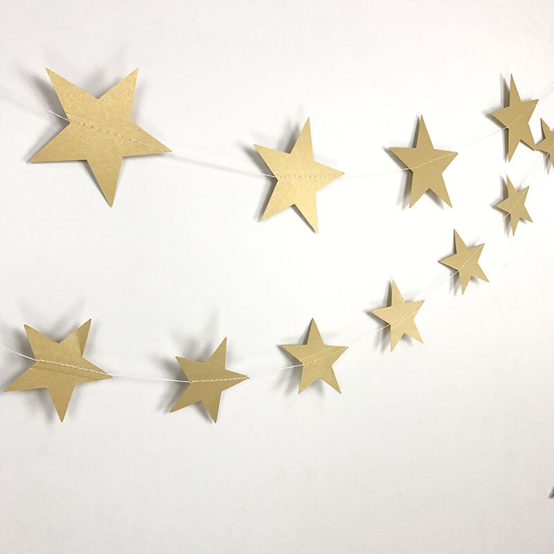 4m lyse guld sølv stjerne fest dekoration papir guirlander bryllup skærm indretning fødselsdagsfest forsyninger piger soveværelse indretning