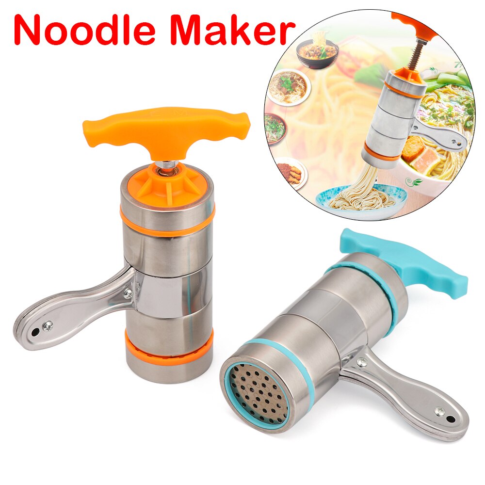 Noodle Pasta Press Maker Machine Hand Cutter,Manual Juicer Cookware with 7 Pressing Moulds -Making Spaghetti Fettuccine Noodle
