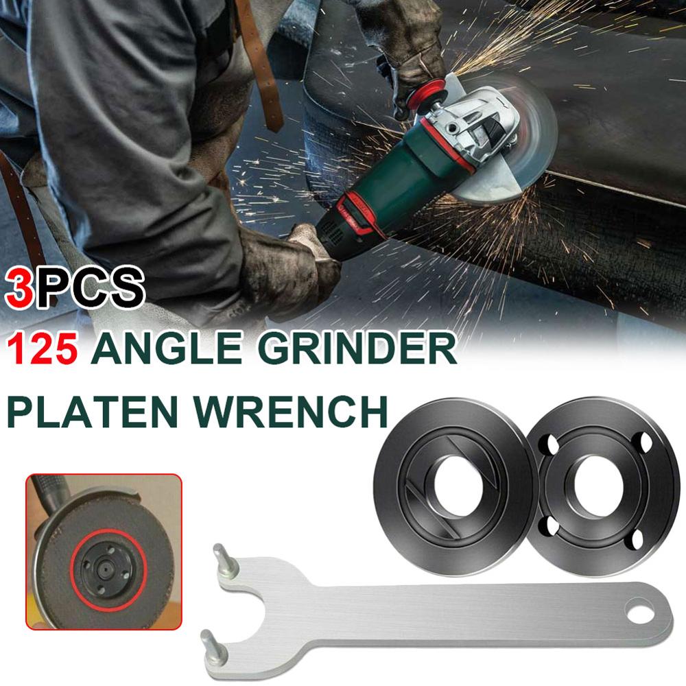 Angle Grinder Flange Wrench Set Metal Lock Nut Thread Angle Grinder Inner&Outer Flange Nut Set Tool + Wrench Power Tools