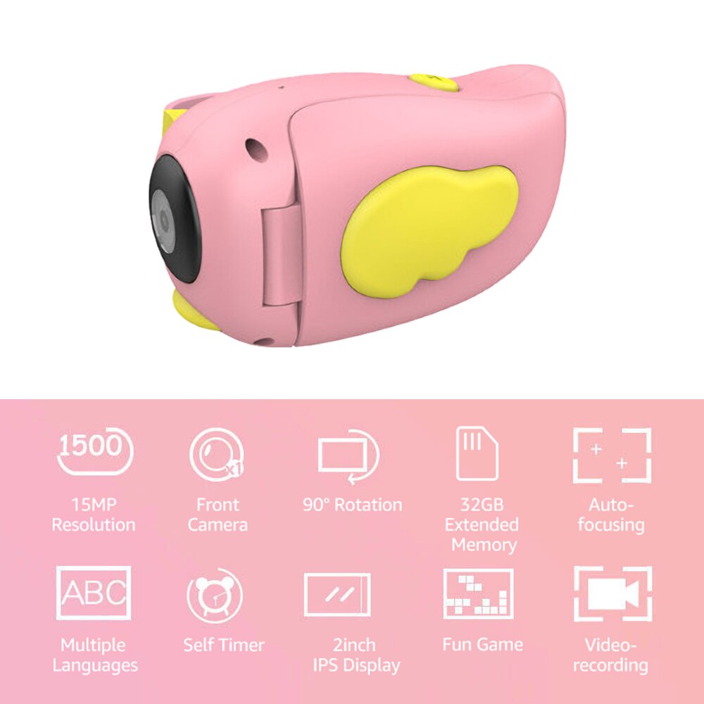 Digital Kids Camcorder Children Video Camera 15M Pixel Auto-focusing Self-timer Video-recording with 2.0" TFT Screen