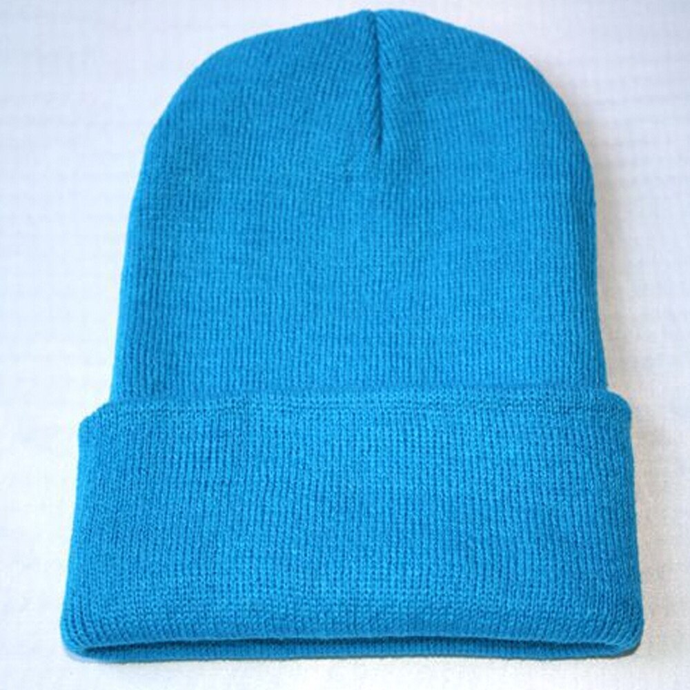 Berretto lavorato a maglia Unisex Slouchy berretto Hip Hop cappello da sci caldo gronda Hairball cappello lavorato a maglia protezione dell'orecchio caldo cappello di lana berretto alla moda Cap50:  Sky Blue 