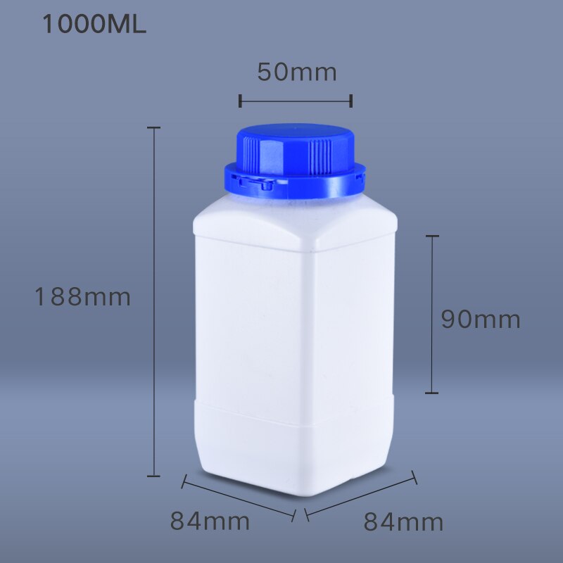 250ML/500ML/1000ML Empty HDPE Bottle with Inner Lid Food Grade Square Plastic Container for Liquid Lotion: 1000ml white