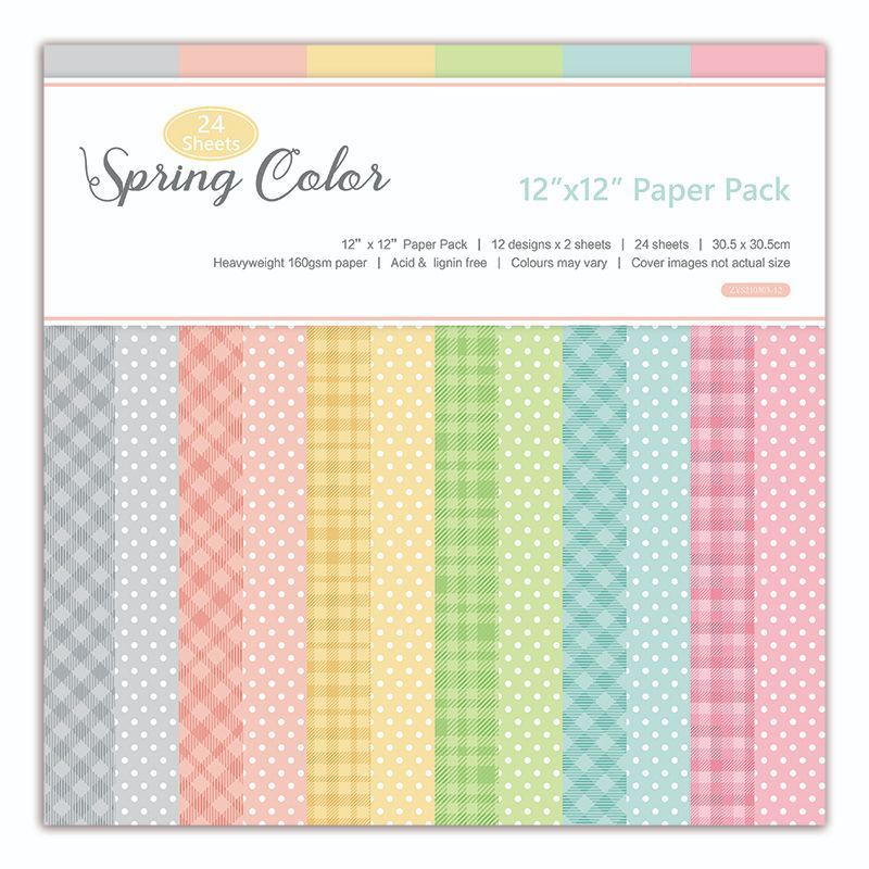 24 sheets 12"X12"Spring colors pink Pattern Scrapbooking paper pack handmade craft paper craft Background pad