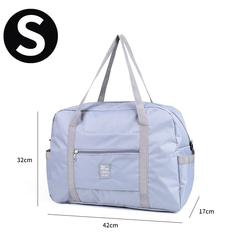 Oxford-Bolsa de equipaje de mano para mujer, de gran capacidad bolso de viaje, bolsa de almacenamiento para fin de semana, maleta con carrito a juego para hombro: S    Light blue