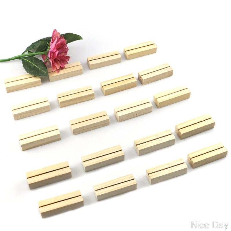 20 sztuk naturalne drewno klipsy na notatki ramka na fotografię biznes stojak na karty wiadomość organizator