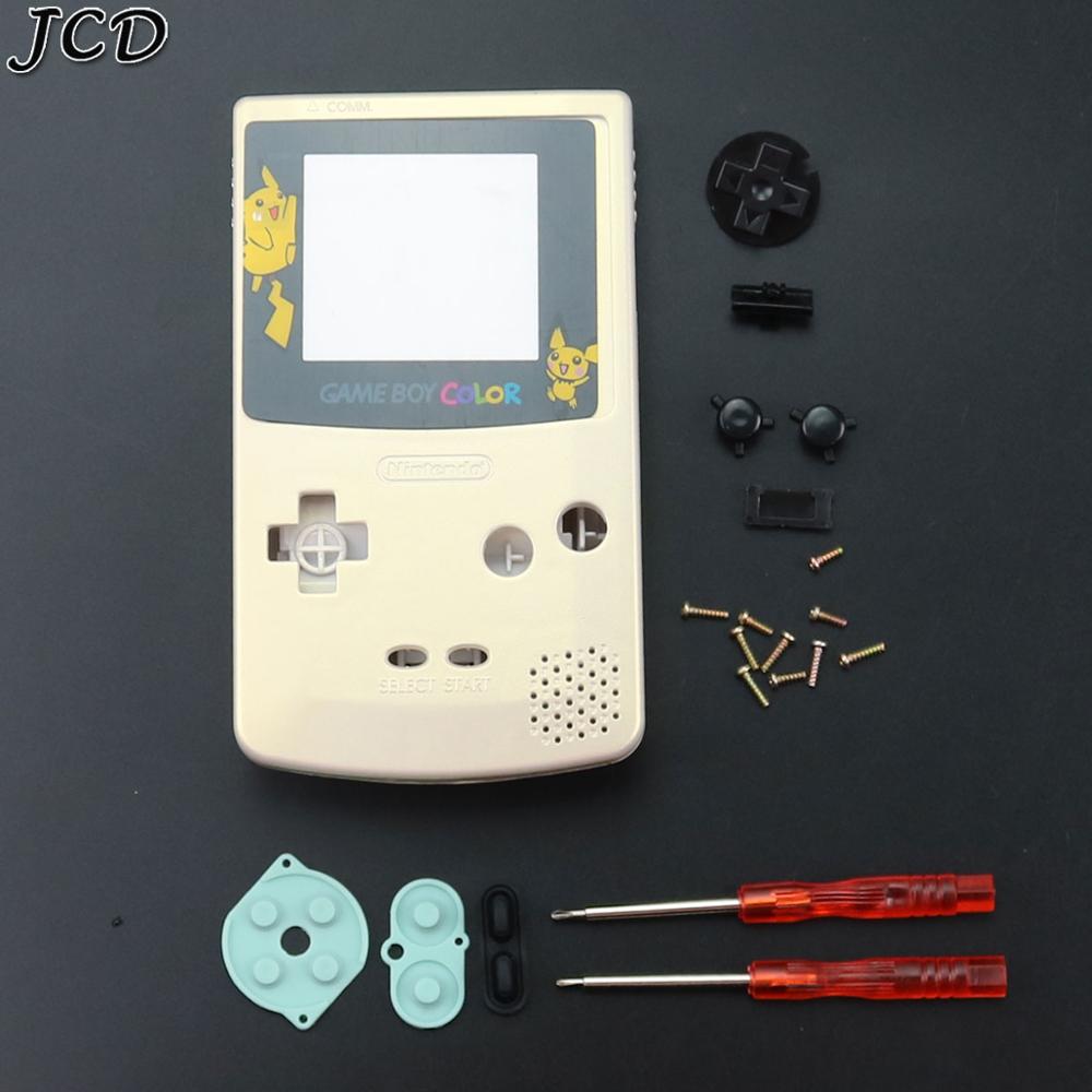 JCD For GBC Limited Edition Shell Replacement For Gameboy Color GBC game console full housing With Rubber Pads Screwdrivers: Gold