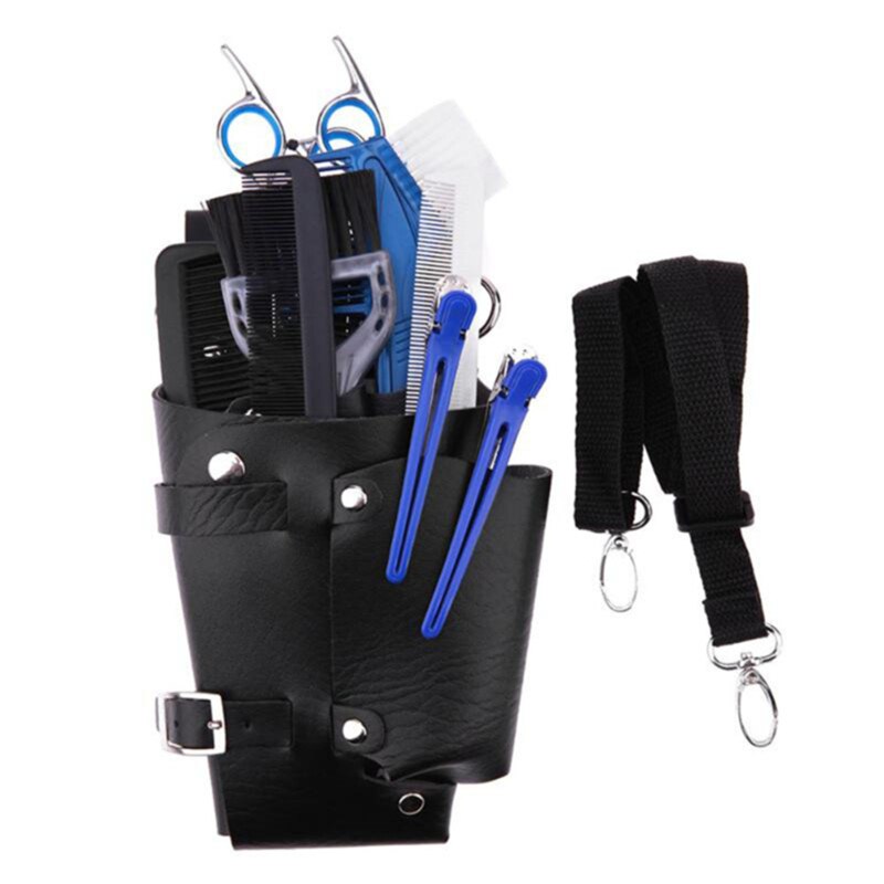 Hair Scissor Bag Comb Case Hairdressing Barber Hair Scissor Holster Pouch Holder Tool Salon Waist Pack Belt PU Leather Bag