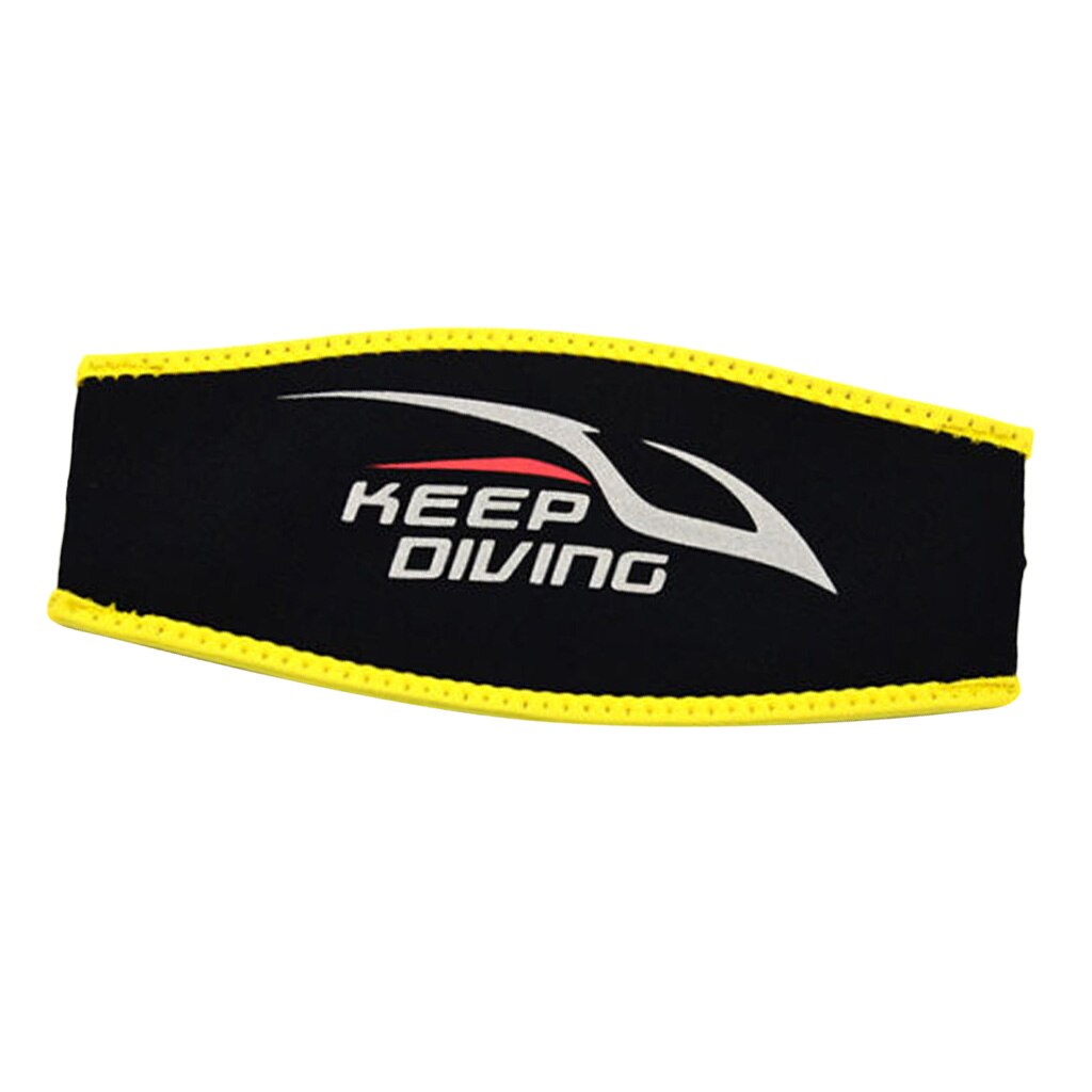 Correa de neopreno cómoda para mascarilla de buceo, accesorios de cubierta para mascarilla deportiva, correa acolchada de protección para el cabello largo, envoltura de 8,7x3,9": Black Yellow