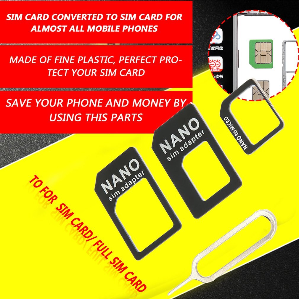 3 in 1 for Nano Sim Adapter and for Micro Sim Adapter with a Needle for Mobile Devices Compact