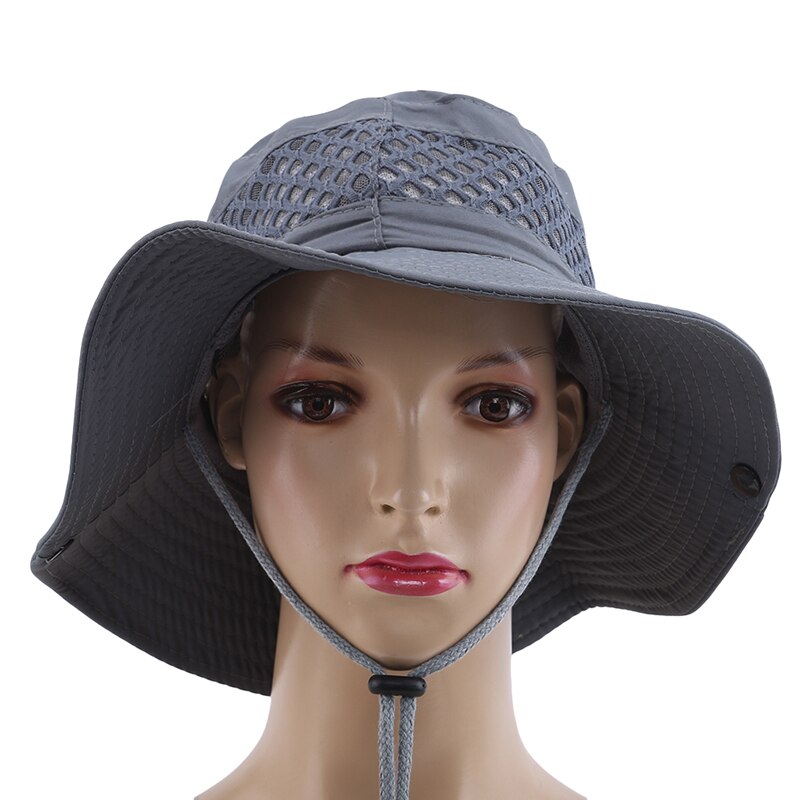 Sun Hat Bucket Summer Sun UV Protection Long Large Wide Brim Mesh Hiking Outdoor Beach Cap Men Women Fishing Hat: gray