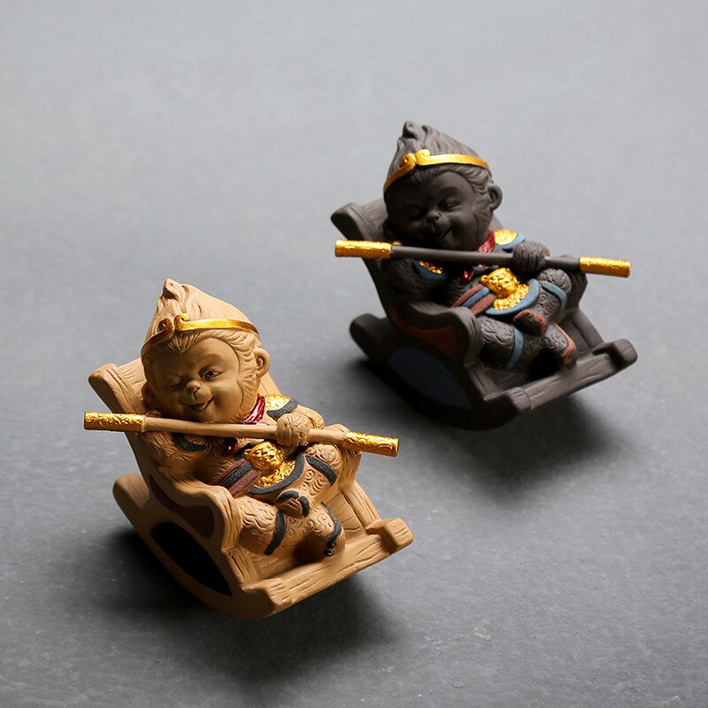 Zen Feng Shui Rey Mono té mascota coche adornos arcilla púrpura hecho a mano artesanías creativas juego de té Kung Fu juego de té