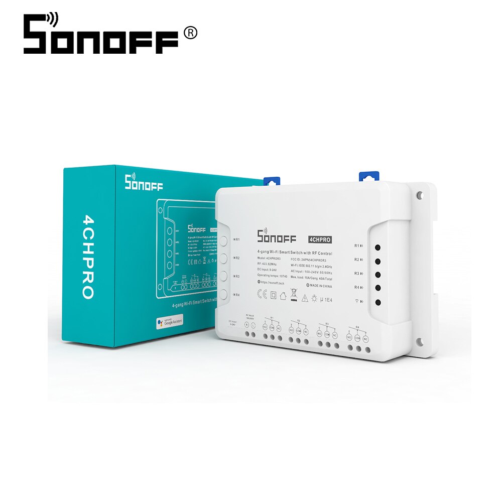 Itead sonoff 4ch pro  r3 4 kanaler gør det selv 433 mhz rf smart switch 220v tommer interlock selvlåsende relæ wifi switch smart home: Sonoff 4ch pro  r3