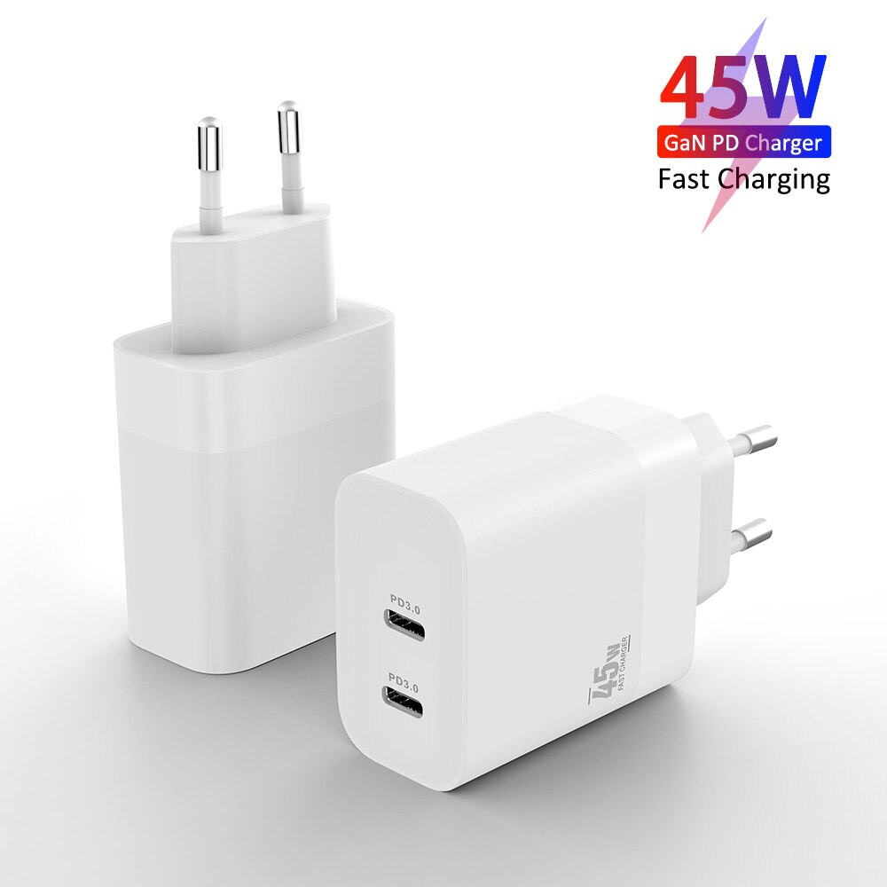 ILEPO-cargador doble USB tipo C para iPhone, dispositivo de carga rápida compatible con modelos 13, 12, 11 Max, Pro, XS, 8 Plus, iPad Pro Air, 45W, PD