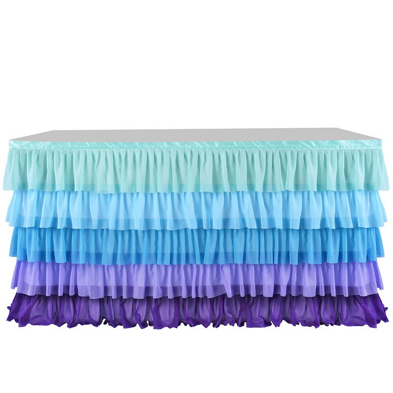 Falda de mesa de tul de arcoíris de unicornio, falda de mesa de sirena, faldas de tutú para Baby Shower, cumpleaños, boda, decoraciones de despedida de soltera: 183x77cm / B