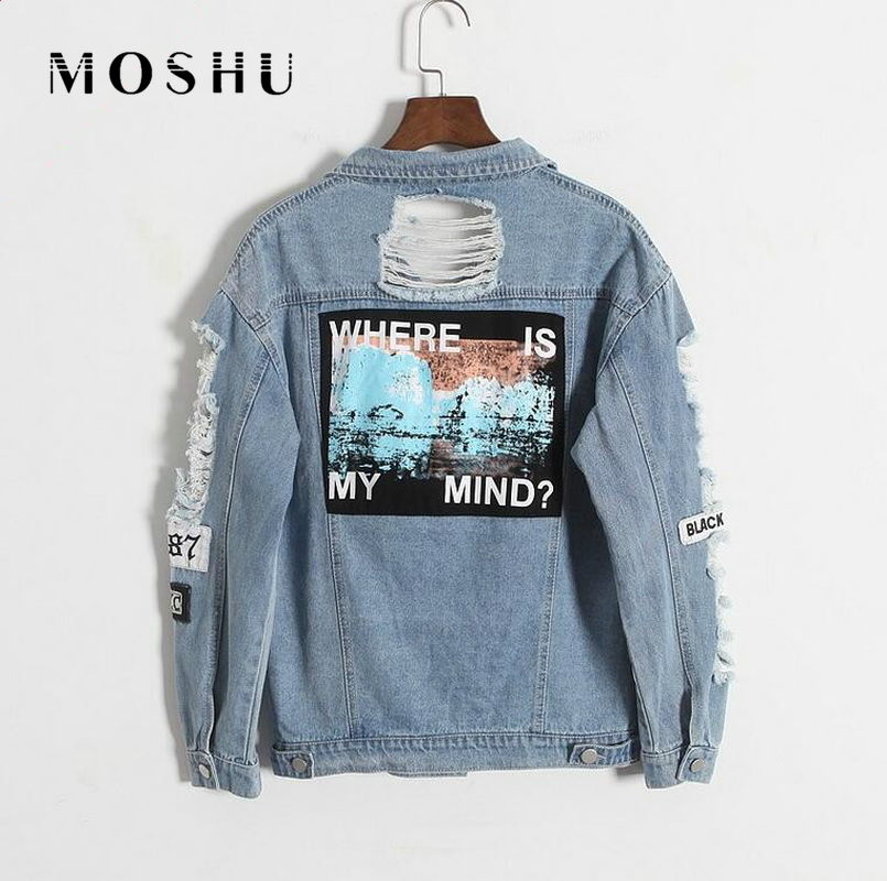 Spring Casual Women's Denim Basic Jacket Lapel Pockets Hollow Out Female Coat Where Is My Mind Light Blue Outwear Plus Size