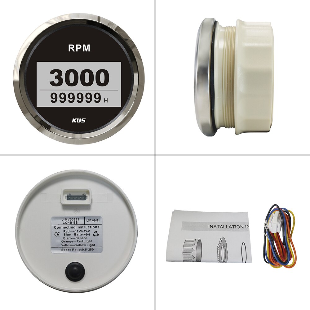 Kus 85Mm Toerenteller Met Urenteller 3000Rpm 4000Rpm 6000Rpm 8000Rpm Met Rood Geel Backlight 9-32V