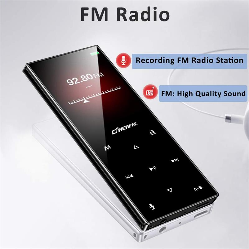 MP4 Speler Bluetooth 4.2 Touch Knop Ingebouwde Luidspreker 16 Gb Lossless Video Speler Met Fm Radio, ondersteuning Sd-kaart Tot 128 Gb