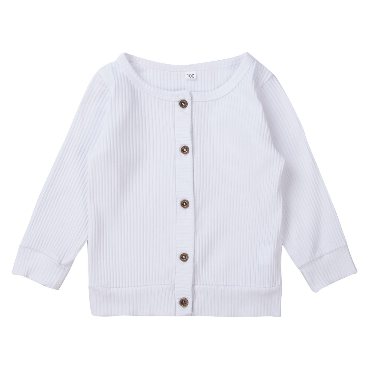 Enfant en bas âge enfants bébé fille vêtements sweat solide à manches longues tricoté haut infantile tenues ensembles survêtement 0-24M: WHITE / 3M