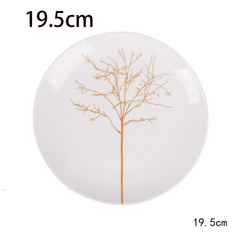 Luxury Tableware Hotel Dining Table Gold Chinese Decor Villa Western Dinner Plate Set Model Room Salad Snack Cake Plates: 10