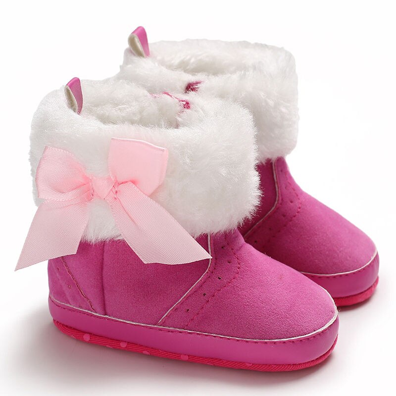 Schattige peuter baby jongens meisjes strik winterschoenen pasgeboren prewalker winter sneeuw warme strik laarzen zachte schoenen beige: Model 4 / 2
