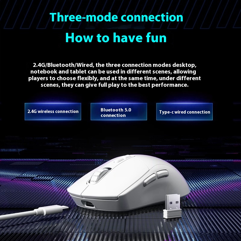 TAIDU TSG809 Hohlloch-Maus mit drei Modi, kabellos, ultraleicht, 2,4 G Gaming, Esports, PCPAW3311, leise Maus, Mikrotasten