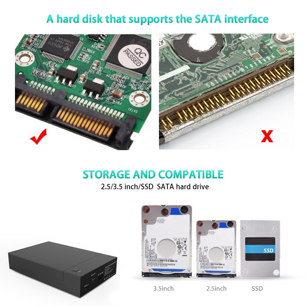 External Hard Drive Disk HDD Enclosure 396U3 External Hard Drive Enclosure USB 3.0 to SATA III for 2.5 3.5 inch HDD SSD