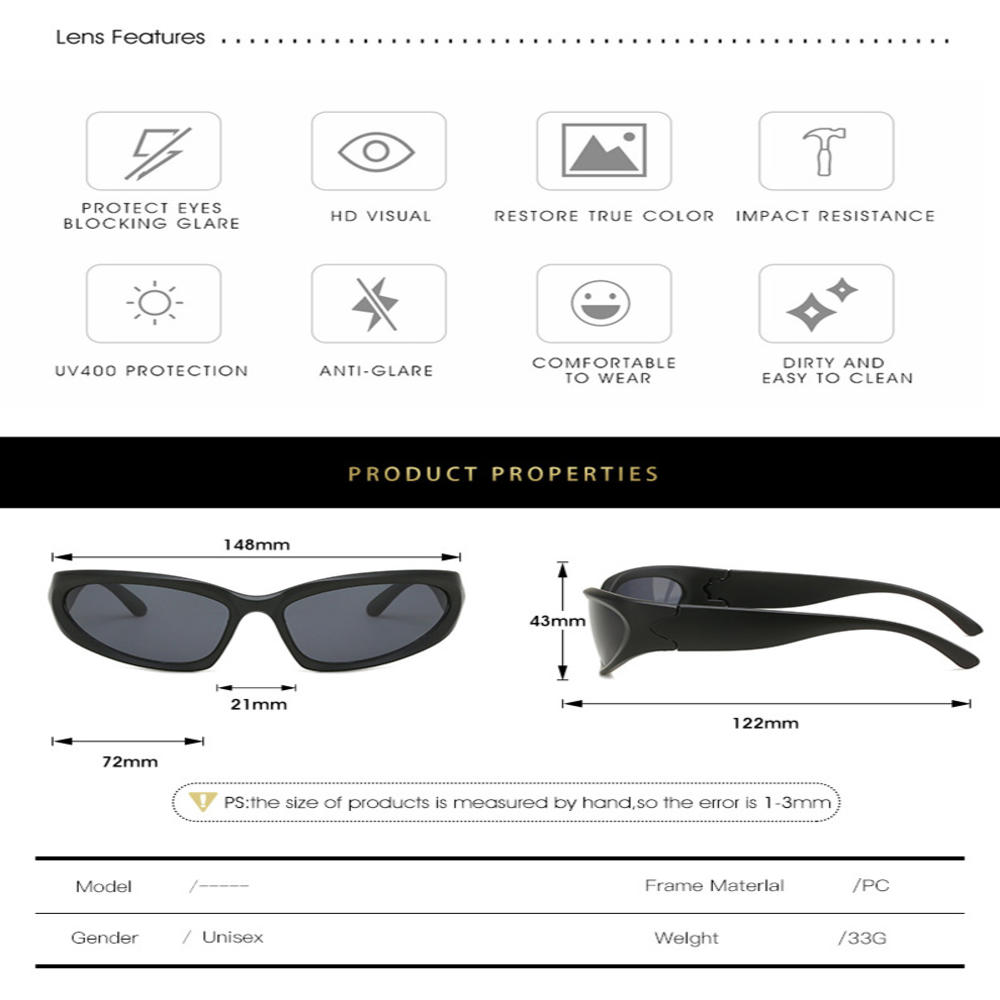 Gafas de montura Ovalada para hombre y mujer, lentes multicolores góticos para deportes de ciclismo al aire libre, UV400, Retro, Y2K, Punk, Hip Hop, novedad de 2023