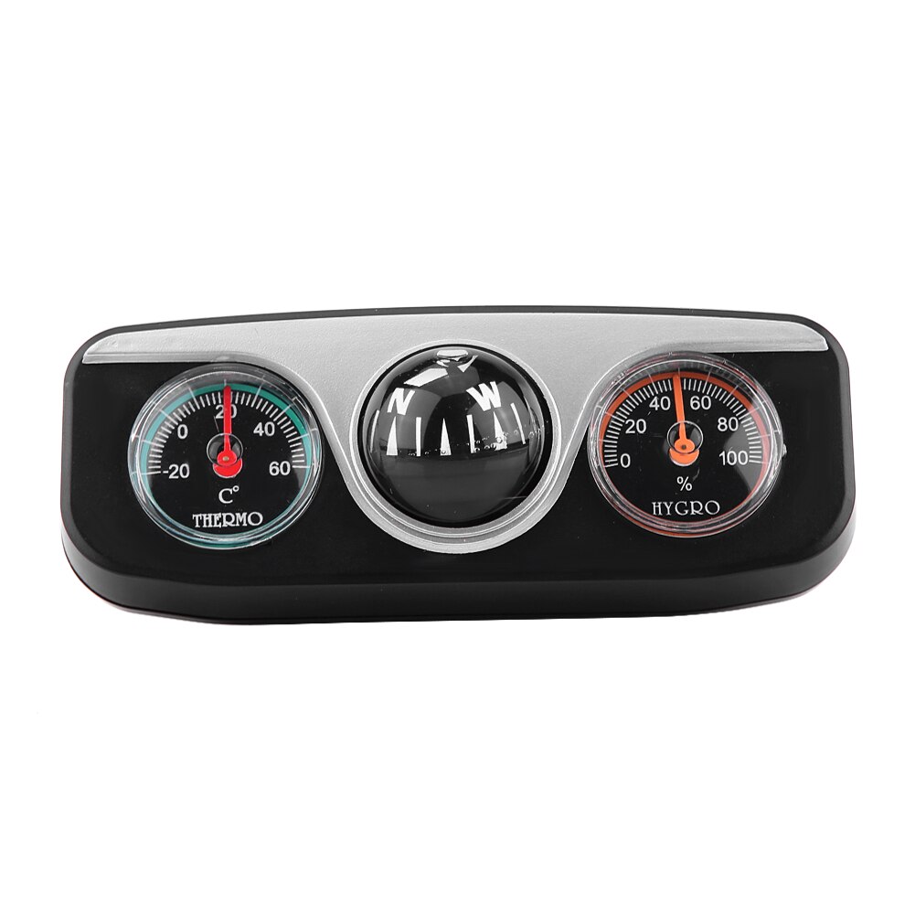 3 in 1 gids bal multifunctioneel kompas auto boot vrachtwagen dashboard kompas auto dashboard montage navigatie zwart thermometer hygrometer: Default Title